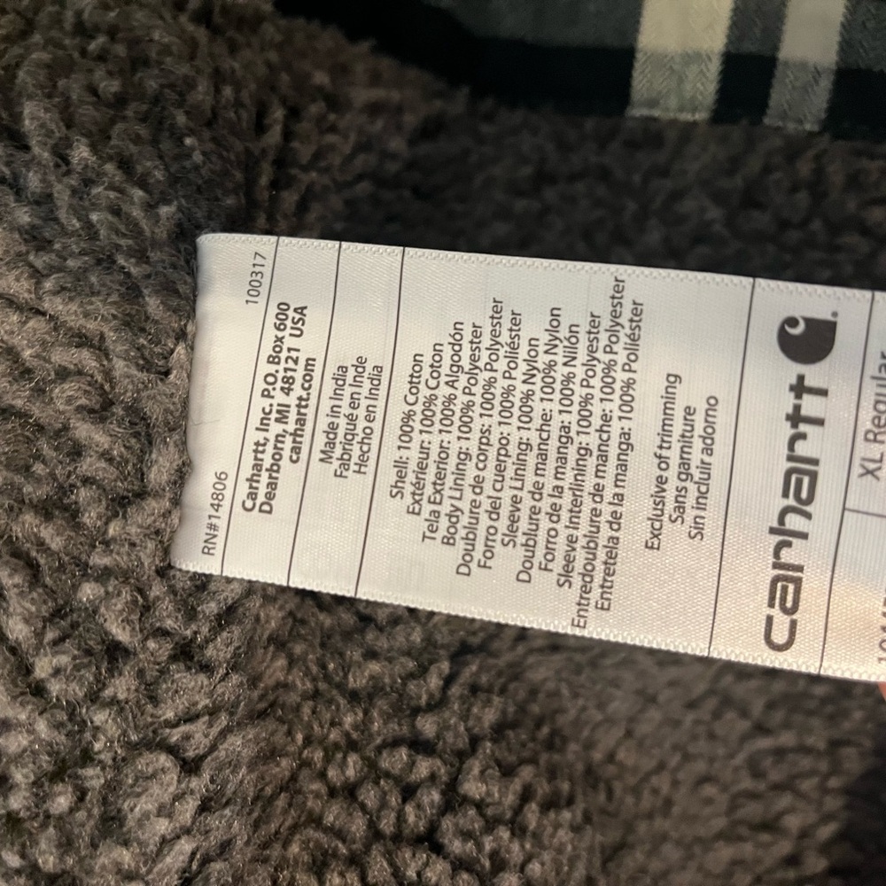 Carhartt Men’s NWOT lined Sherpa plaid jacket XL - Picture 5 of 6
